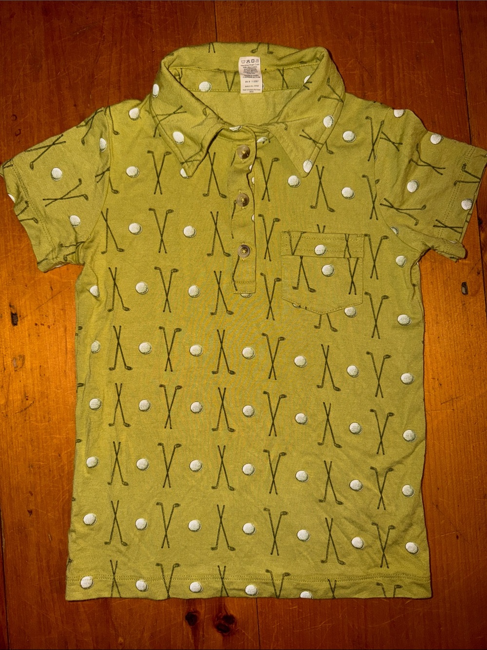 Kate Quinn Boys Green Polo Shirt with Golf Tee Print boys 6 yr